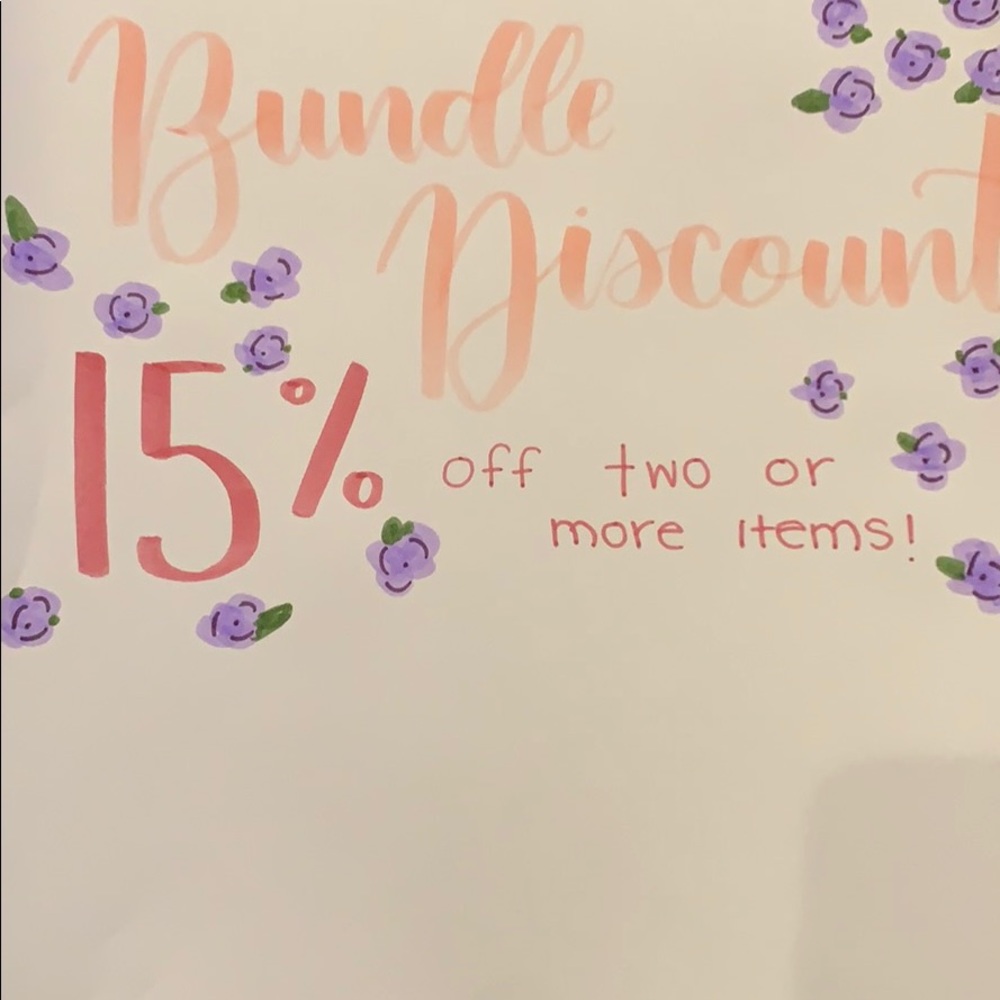 Bundle Discount!!! 15% off two or more items!!!